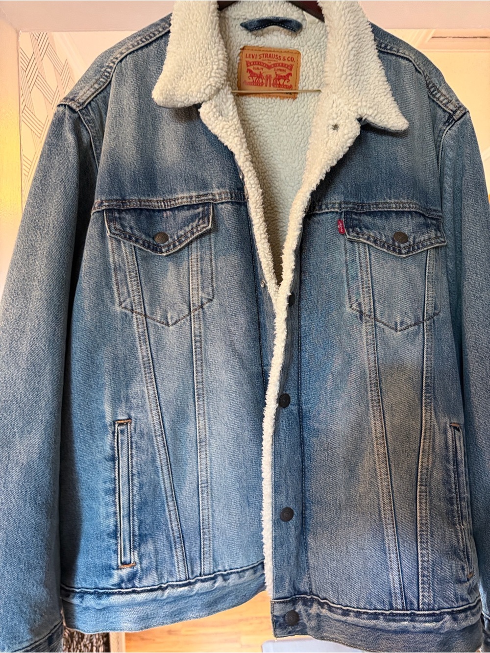 Levi's Tan Patch with Red Print and Blue Denim Trim